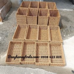 Khay đựng đồ chữ nhật giả mây