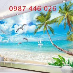 Gạch tranh bãi biển xanh HP08262