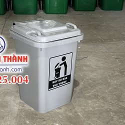 Thùng rác 60 Lít -Nhựa dẻo HDPE-Màu xám