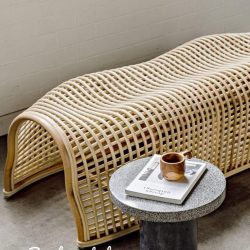 Ghế băng mây uốn caro