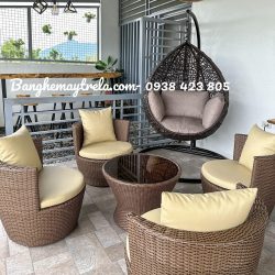 Bàn ghế mây nhựa sân thượng