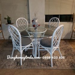 Bộ bàn ghế phòng ăn mây tre