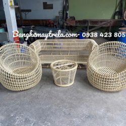 Bàn ghế sofa trứng mây tre đan