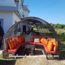 Ghế hồ bơi mây nhựa mái vòm