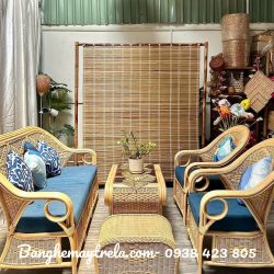 Bàn ghế sofa mây lưng đan trám