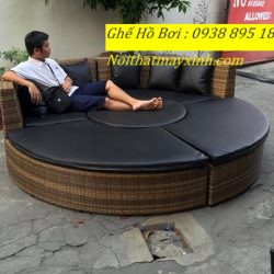 Giường tắm nắng tròn con sò, giường hồ bơi tròn