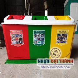 Thùng rác phân loại 3 ngăn composite 40 lít