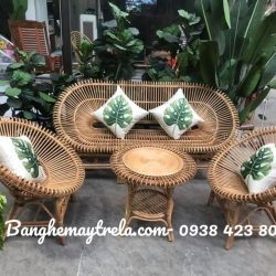Bộ bàn ghế sen tròn mây tự nhiên