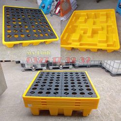 Pallet chống tràn 4 phuy an toàn cho kho lưu trữ