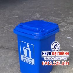 Thùng rác nhựa 60 lít HDPE nguyên sinh -Màu Xanh dương