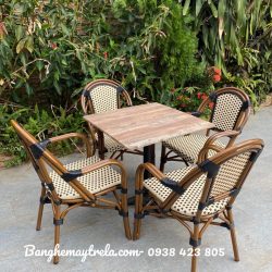 Ghế cafe ngoài trời khung nhôm giả mây