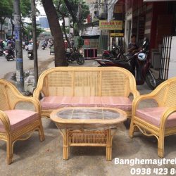 Bàn ghế sofa mây kết hợp lưới mắt cáo