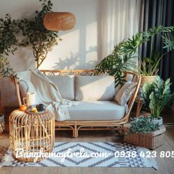 Ghế băng sofa mây tre đan