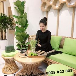 Bàn ghế sofa mây nhỏ gọn hiện đại