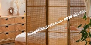 Bình phong mây tự nhiên lưới mắt cáo