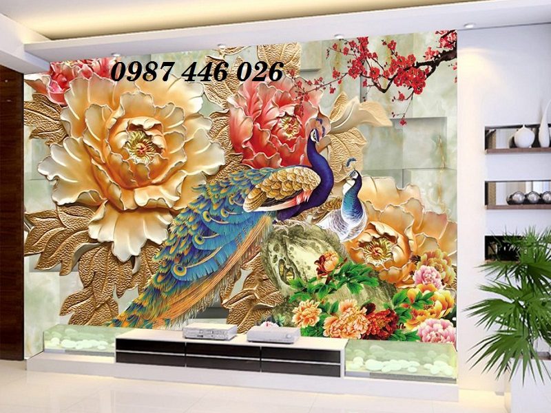 tranh-chim-cong-dep-gach-tranh-3d