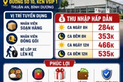 YOKOHAMA – VSIP 1, BÌNH DƯƠNG tuyển 20 LĐPT làm ca ngày/đêm