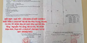 ĐẤT ĐẸP – GIÁ TỐT - CẦN BÁN LÔ ĐẤT VƯỜN 2 MẶT TIỀN 1.119,8 M² TẠI Xã Tân Phú