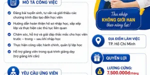 Tuyển nhân viên tư vấn tuyển sinh tại TP. Hồ Chí Minh