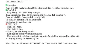 Tuyển 10 nhân viên sản xuất và kho tại Bình Dương